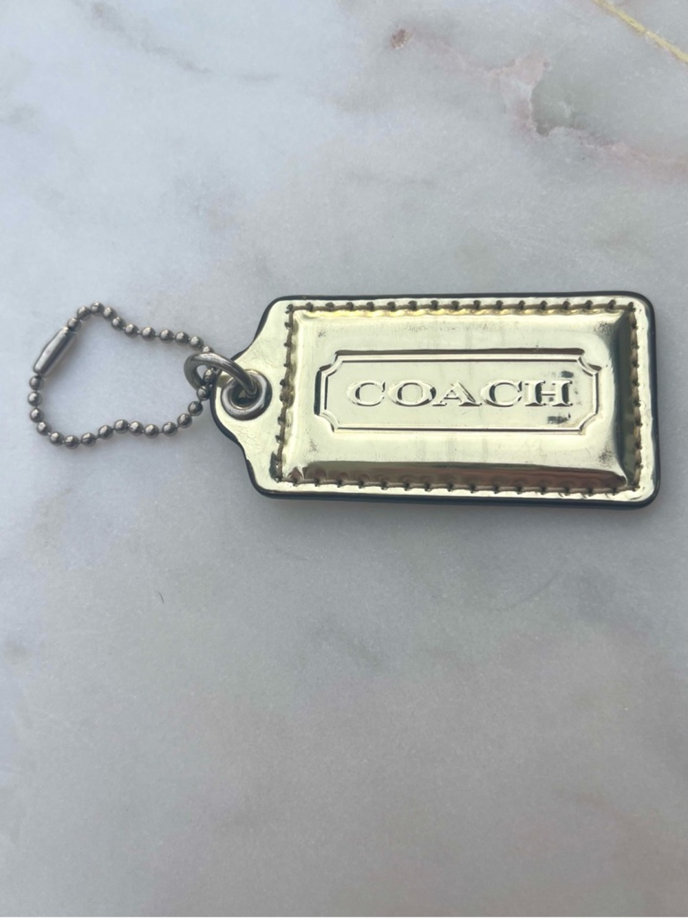 COACH Vintage Leather Metallic Hang Tag, Gold